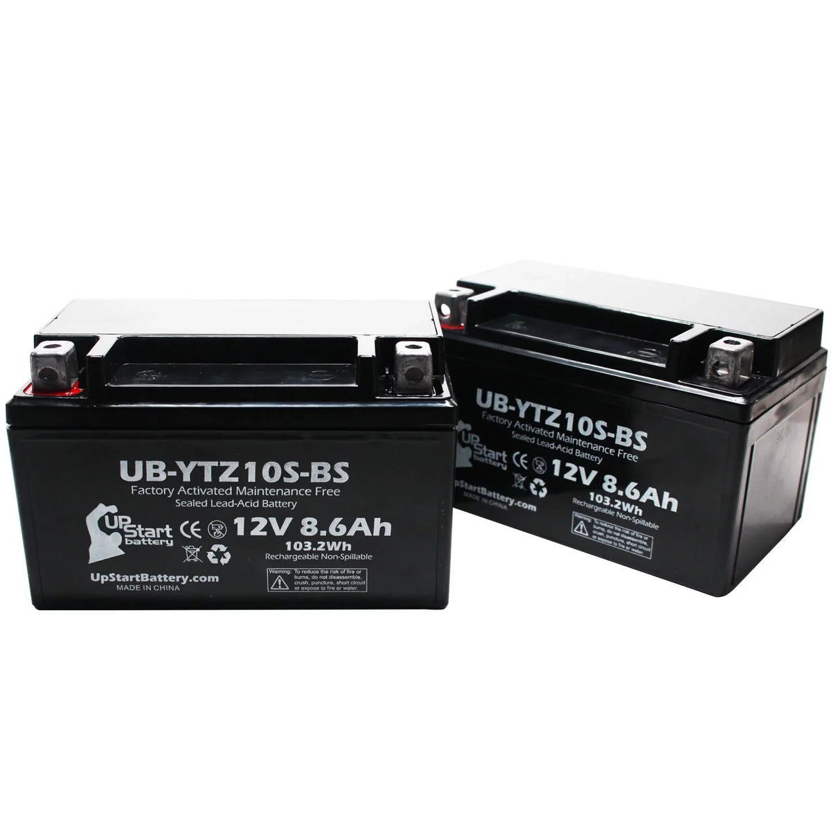 Factory 12V, Activated, Yamaha UpStart - Motorcycle UB-YTZ10S-BS YZF-R1 Replacement 1000CC Battery Battery 2-Pack 2011 8.6Ah, Maintenance Free,