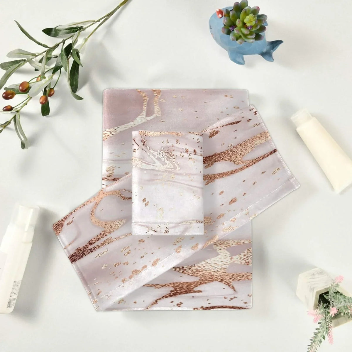 Towels Towels Rose Towel Bath Decor, Piece Set GZHJMY Absorbent for Soft Abstract Home Set Marble Gold Bath Comfortable Hotel 3 &
