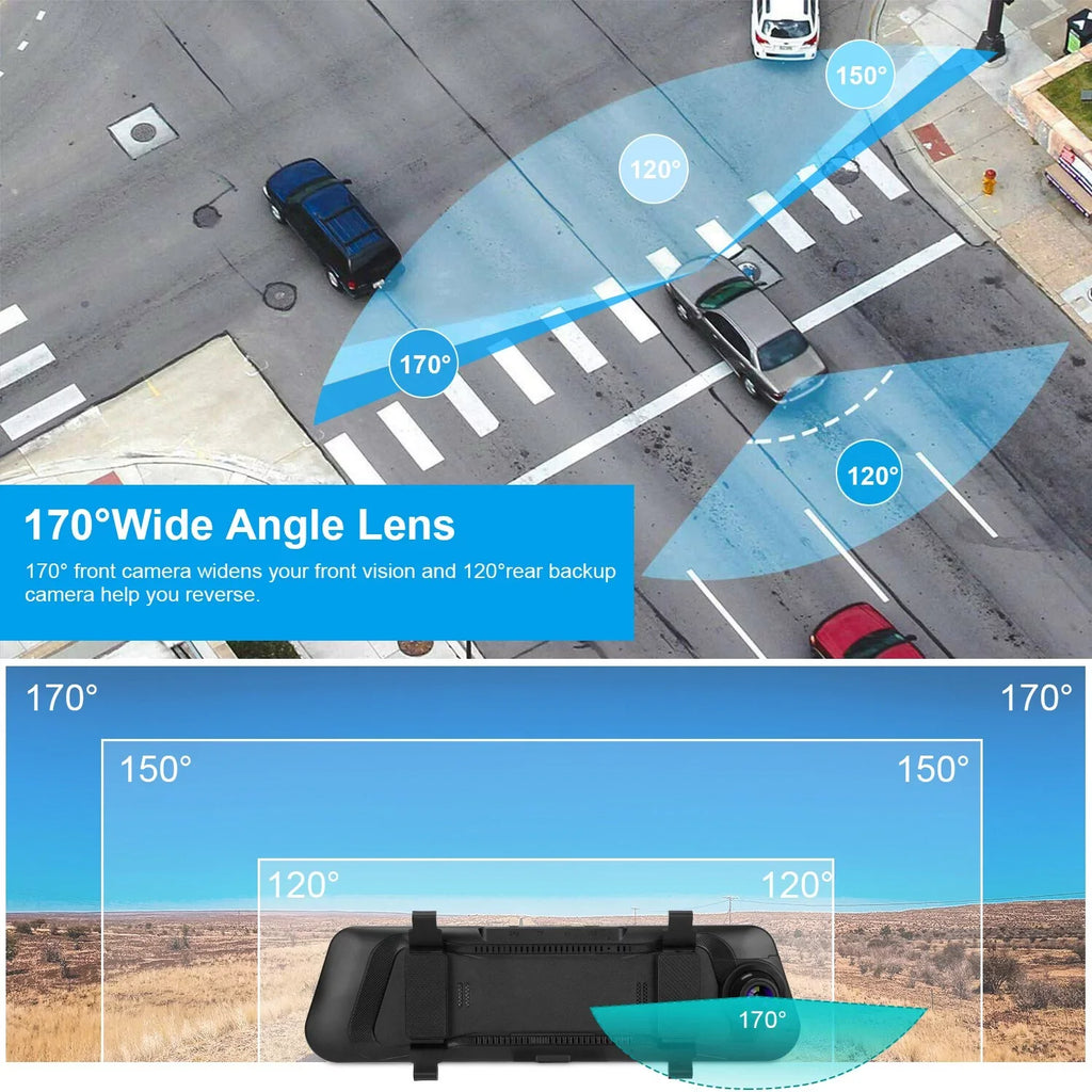 1080P Parking Driving DVR Seamless Camera FHD 9.66In Sensor Recording Monitoring iNova Recorder Dash Vehicle G with Car