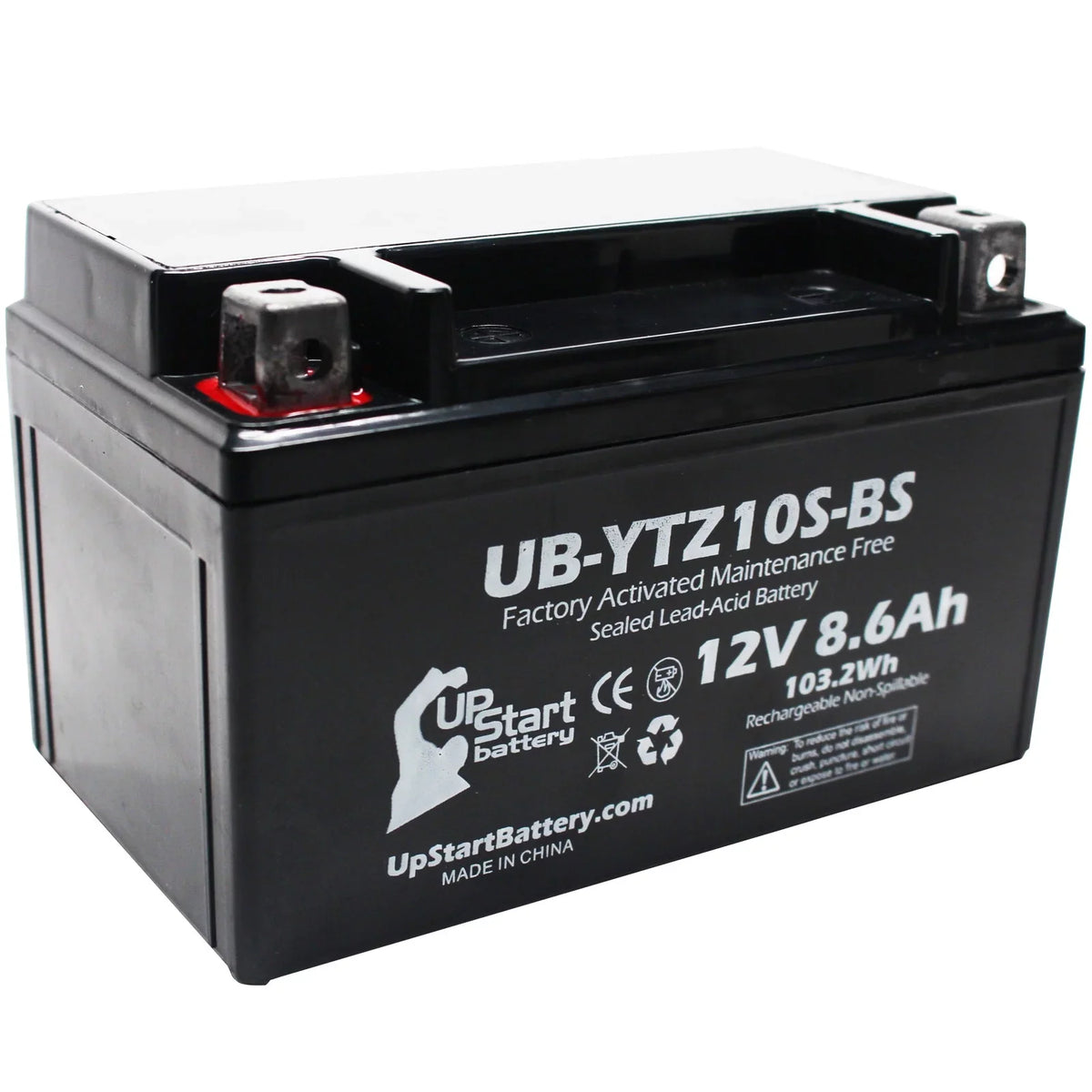 Factory 12V, Activated, Yamaha UpStart - Motorcycle UB-YTZ10S-BS YZF-R1 Replacement 1000CC Battery Battery 2-Pack 2011 8.6Ah, Maintenance Free,