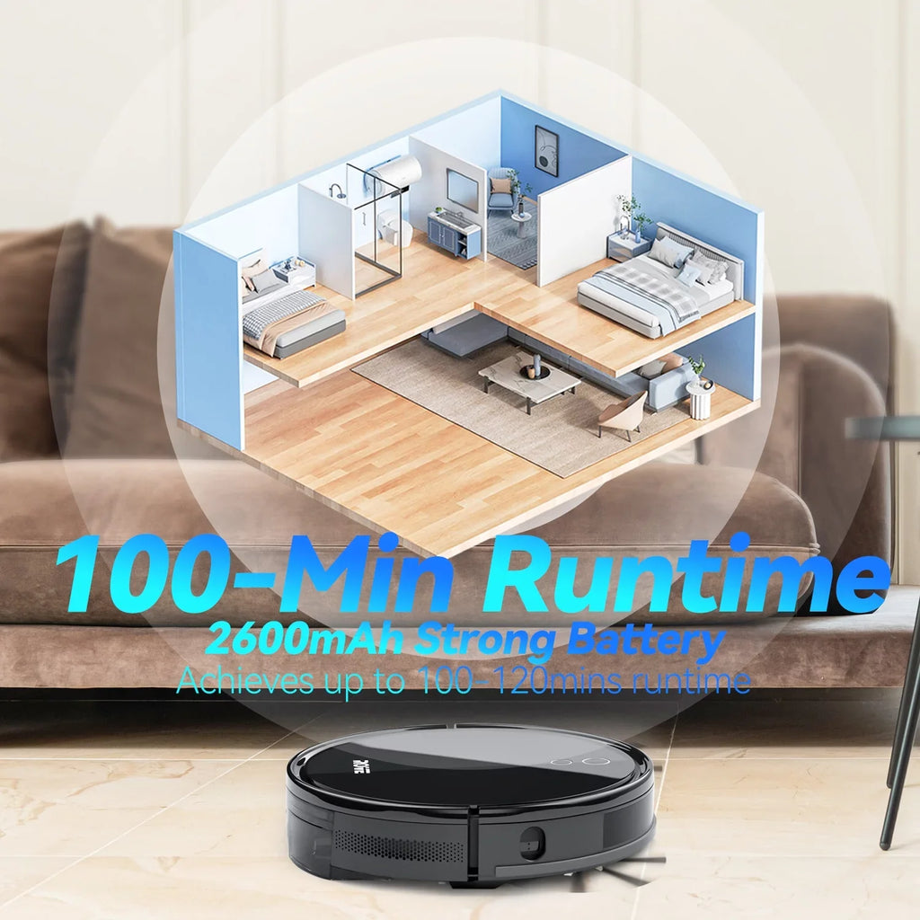 Automatic 600ML Dustbin, Hard Suction Ideal Rove Self-Charging, Pa for with Floor Pet Battery Carpet Sweeper and Robot Strong Care, Robotic Low Pile Cleaner, & 2000 Life Vacuum 2600mAh