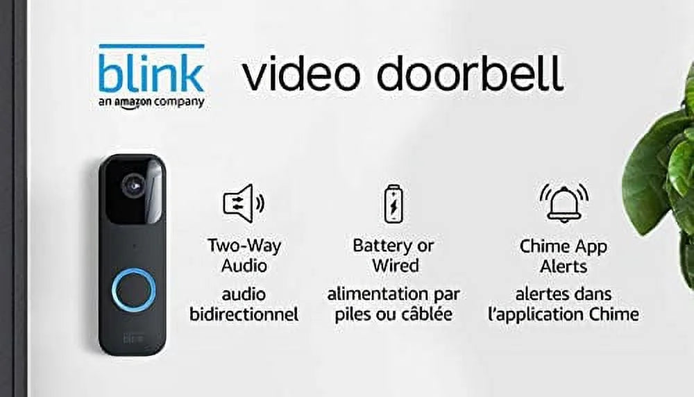 Blink — | or and Introducing HD wired alerts video, Video (Black) + wire-free 2 Two-way and motion Doorbell audio, Module app Alexa enabled chime Sync