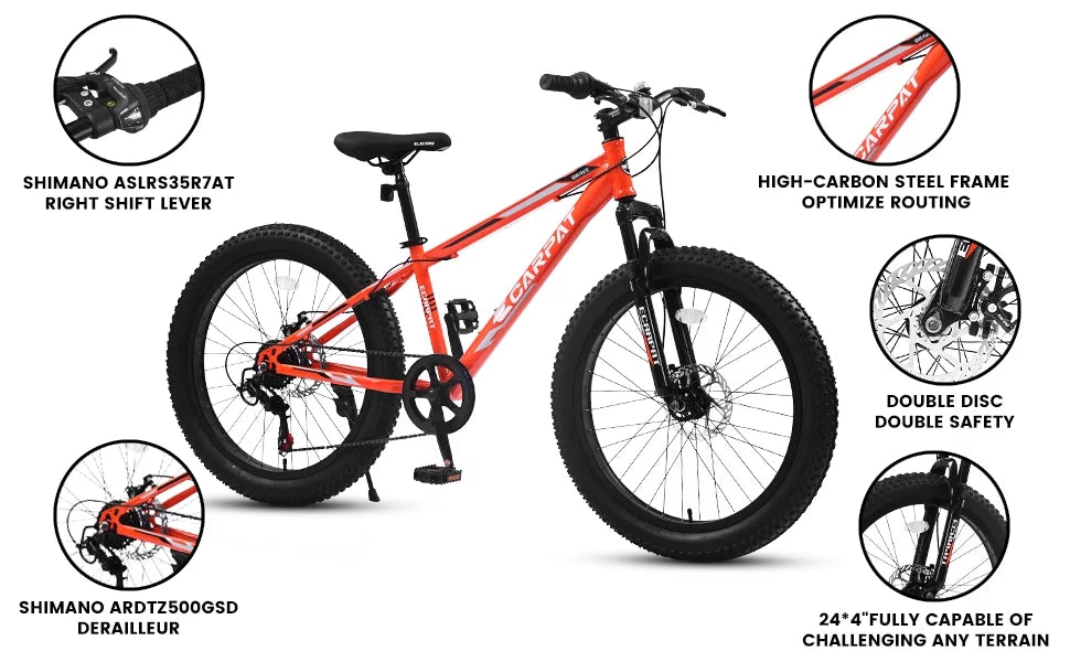 Disc Adjustable Seat, Brake, Bike, Dual Speed Inch Bike, Mountain Fat Trail Suspension, Front Tire 24 7 Mountain Blue Bicycle,