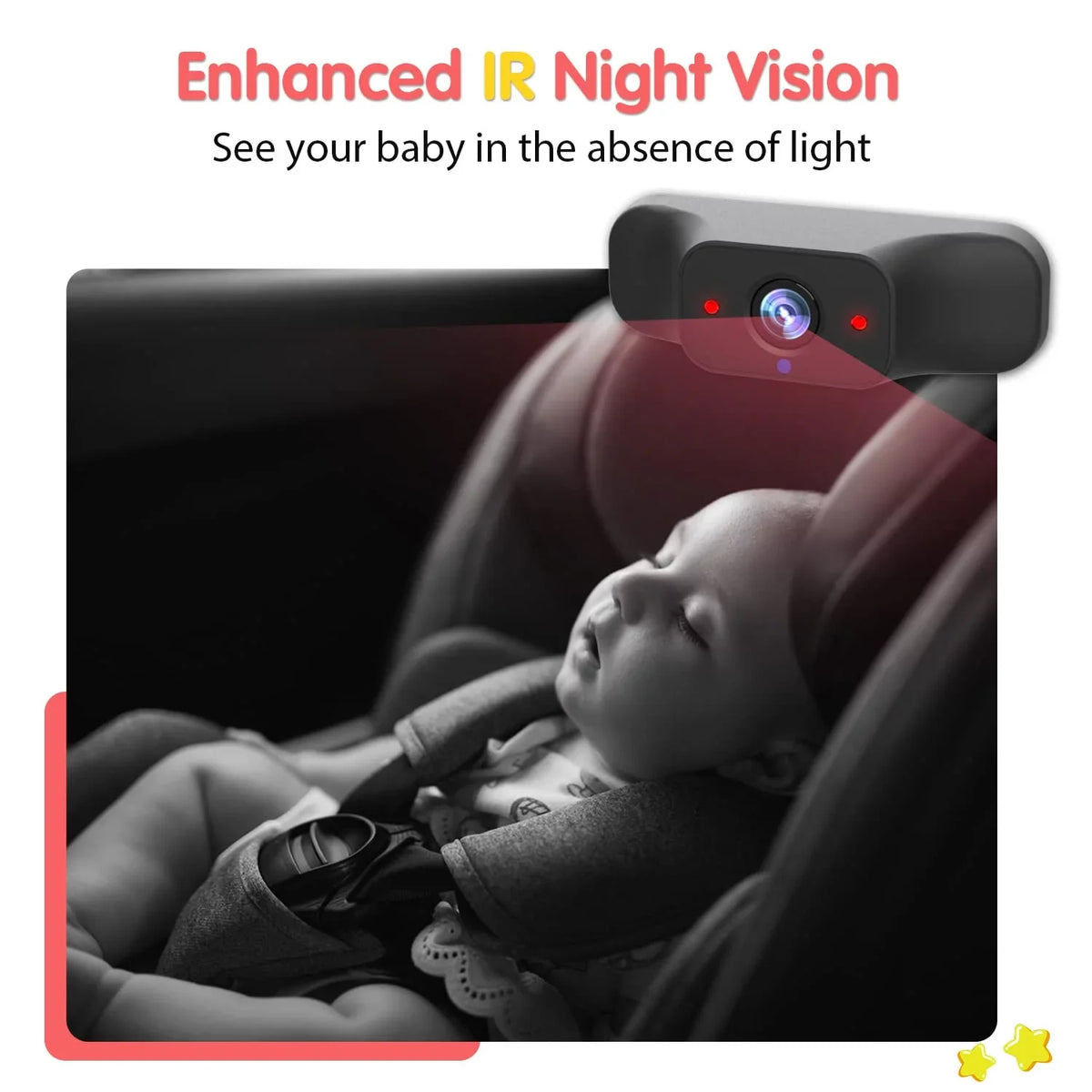 Safety Baby Monitor Night Rear Car Zoom Camera Car Monitor While Baby HD Children Vision, Driving Baby Seat Observing Car Seat Back Camera Facing for 3X Camera Luckview Car Baby