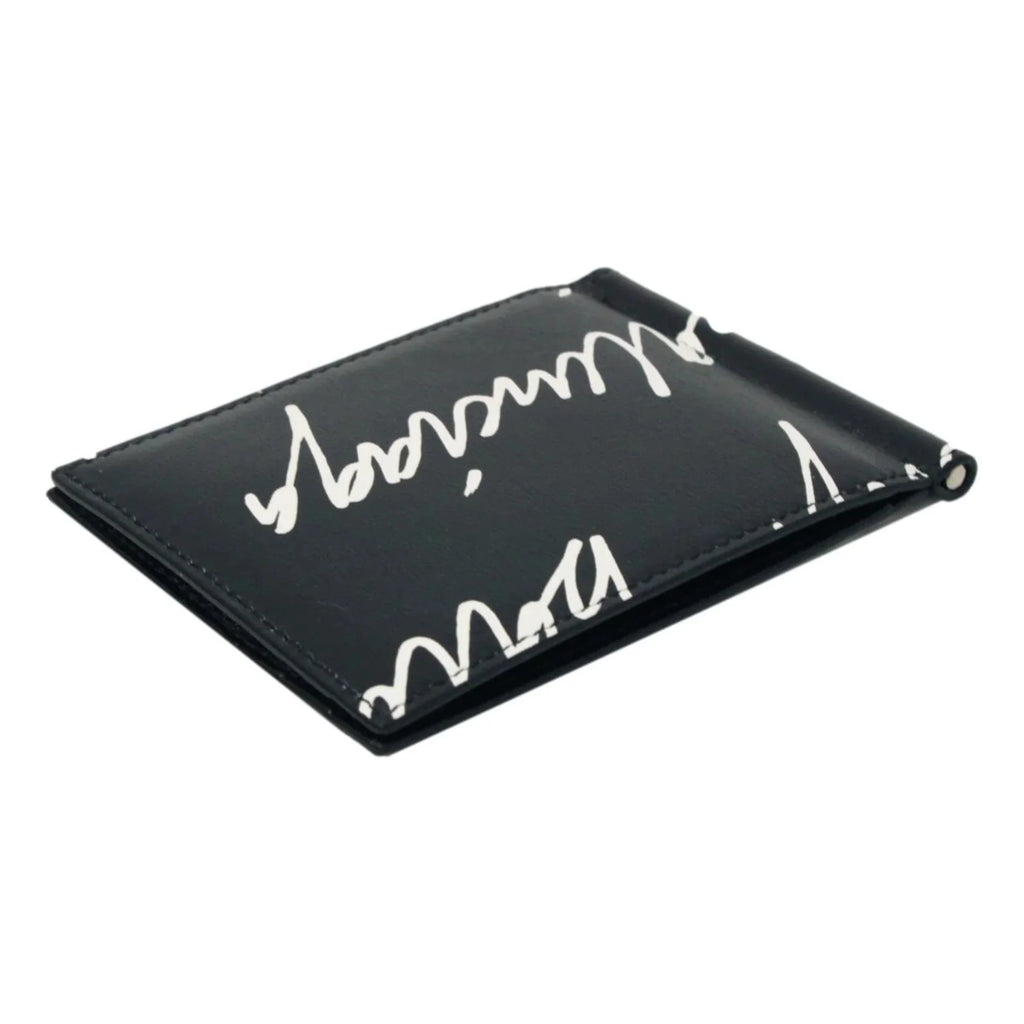 Scribble Wallet Leather Clip Cash 625819 Black Balenciaga Logo Money