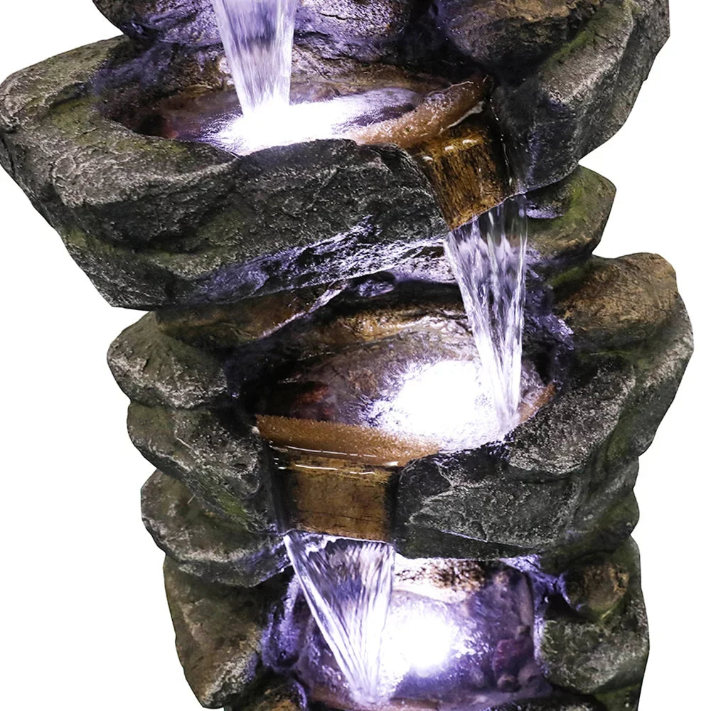 Kmowoo Fountain 40inches Lights Stacked Rock LED liquid Simulated High with