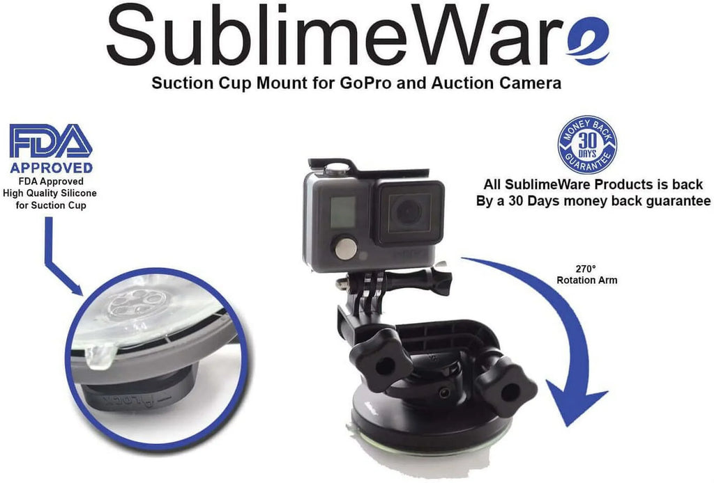 Gopro by 360 Max Black Hero5 Camera Hero Mount Window for 8 Hero6 - Hero4 Boat Suction Gopro Cup for Car HD for GoPro Holder Su Windshield Windshield 7 Vehicle Mount Hero Mount Suction Cup