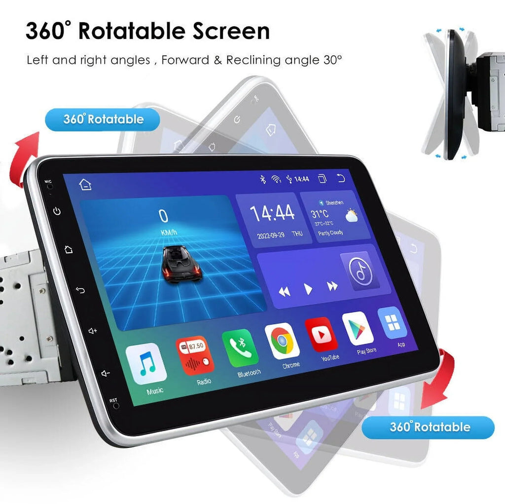 2DIN 12 Carplay 10.1" Android Double 4+32GB Car Radio Rotatable GPS Stereo