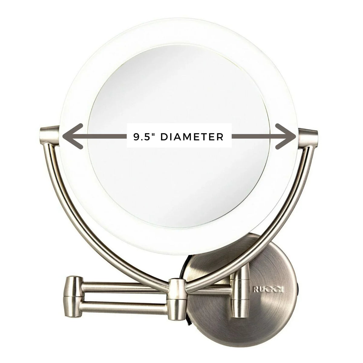 1x Lighted with AC Makeup & 10x M1000 3 Rucci 13.5 Vanity in. Mirror Touch, Adapter Tones, & Magnifying 3 Battery
