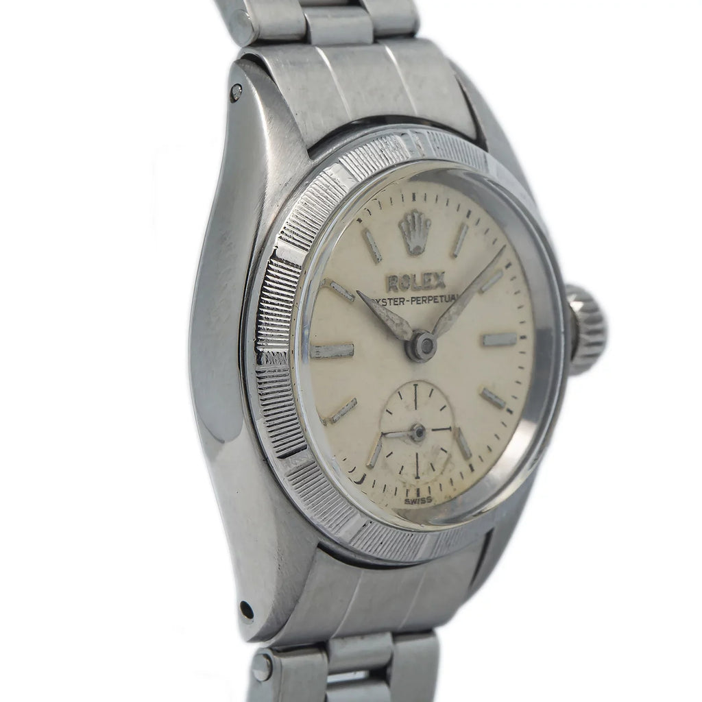 RARE Perpetual Silver 6505 Oyster 24MM Ladies vintage Rivet Dial Stainless