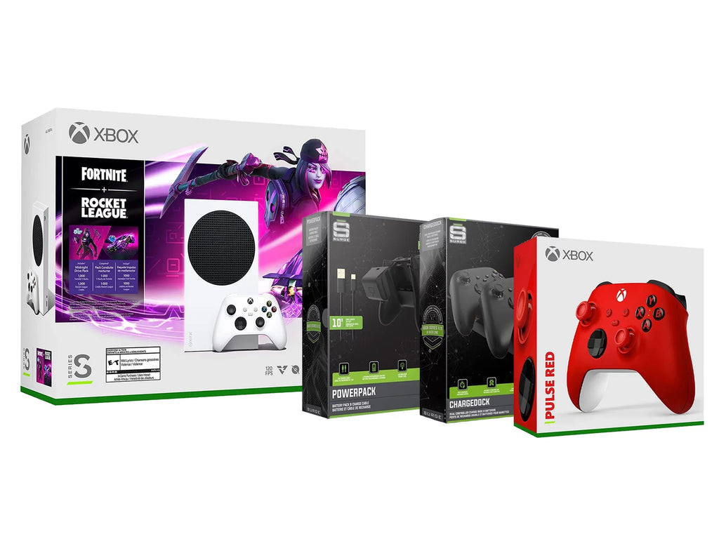 Red Fortnite Xbox Charge Extra Charge Series Console S Dock Controller, League Cable/Battery with and Microsoft Dual Pulse Rocket