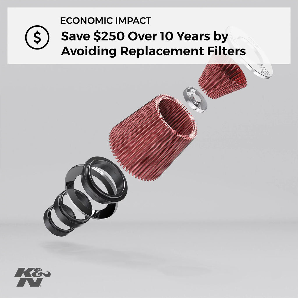 Filter: In, Diameter: Air 4 Replacement Filter Flange 8 In, Round Shape: Universal Flange In, Height: Filter: Tapered, K&N Length: 1.75 RU-1027 Premium, Clamp-On Washable, High Performance,