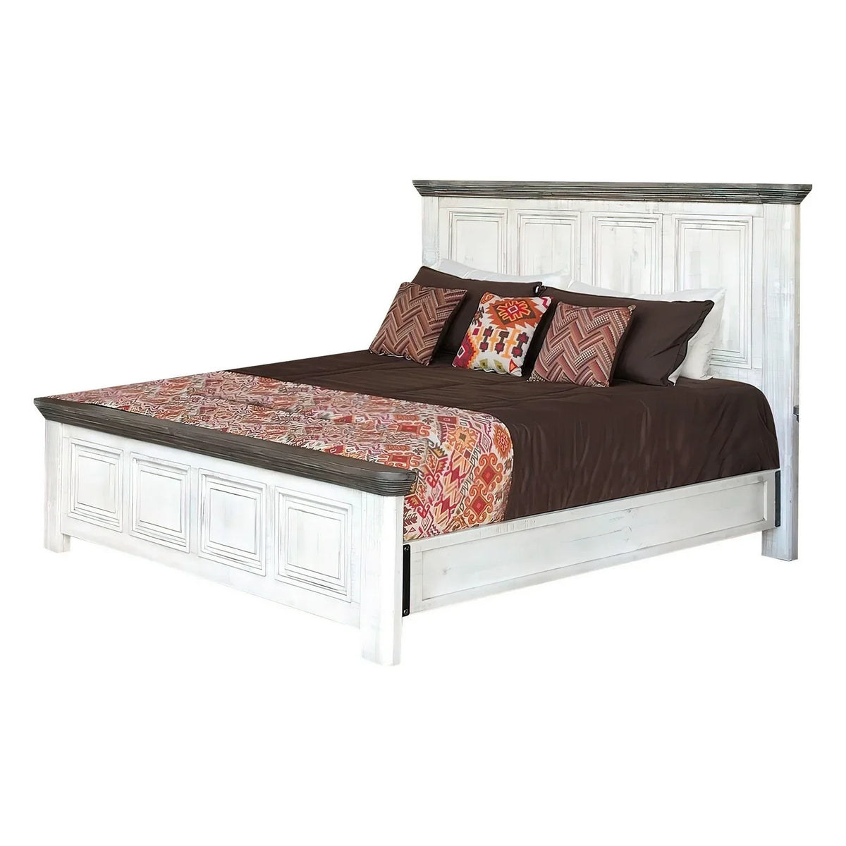 White, Bed, Queen Gray Footboard, Headboard Clean Rustic dimension and Benjara Feyi