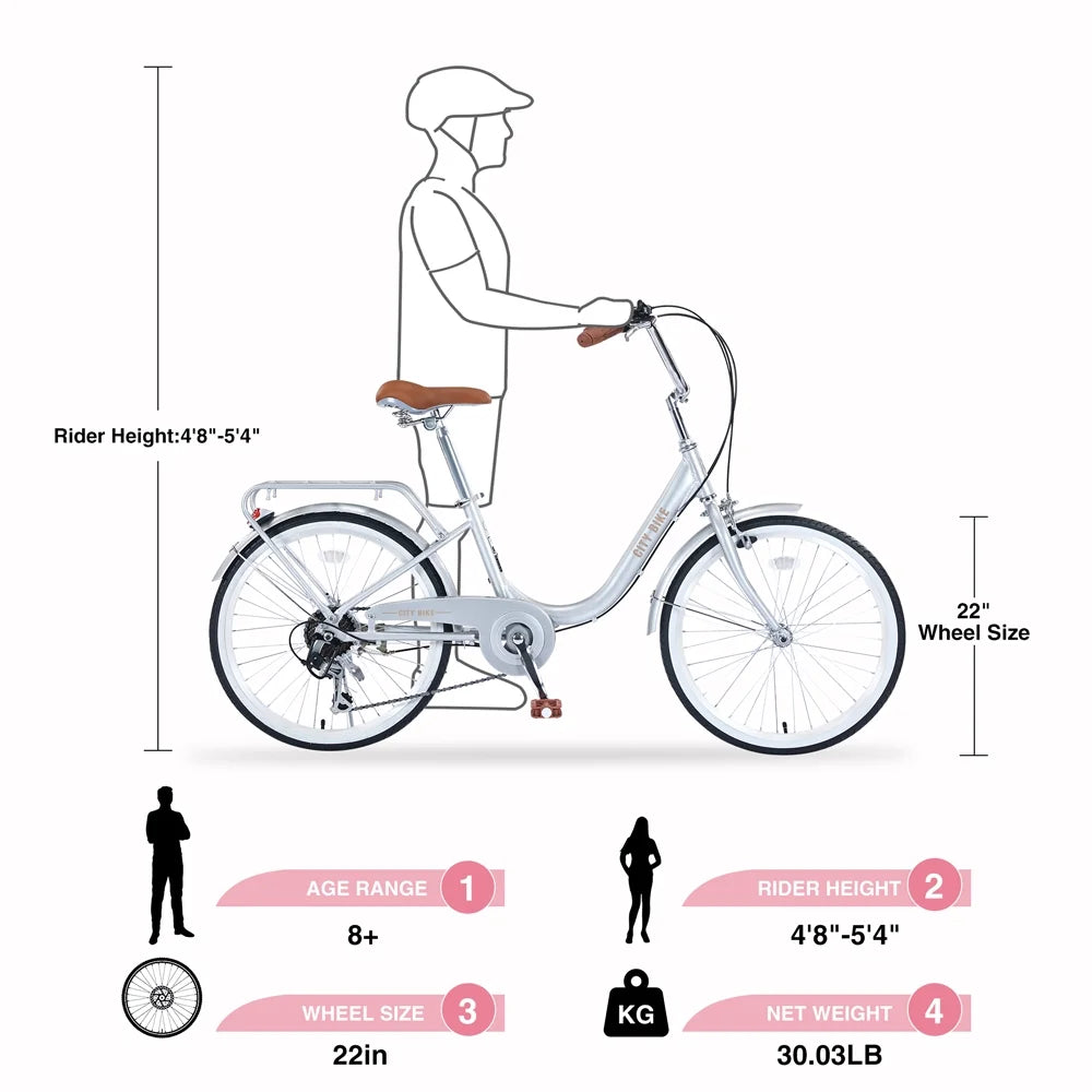 je Girls Bicycle and Bike 8+Years, Aluminium jx Alloy Yone Inch derailleur,Silver Frame,7-speed Kids Ages 22 for Shifter