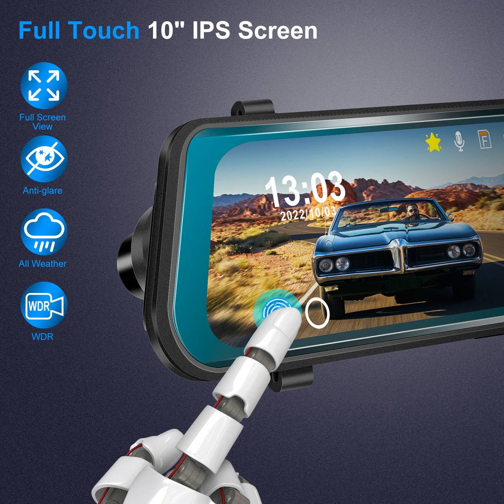 1080P Parking Driving DVR Seamless Camera FHD 9.66In Sensor Recording Monitoring iNova Recorder Dash Vehicle G with Car