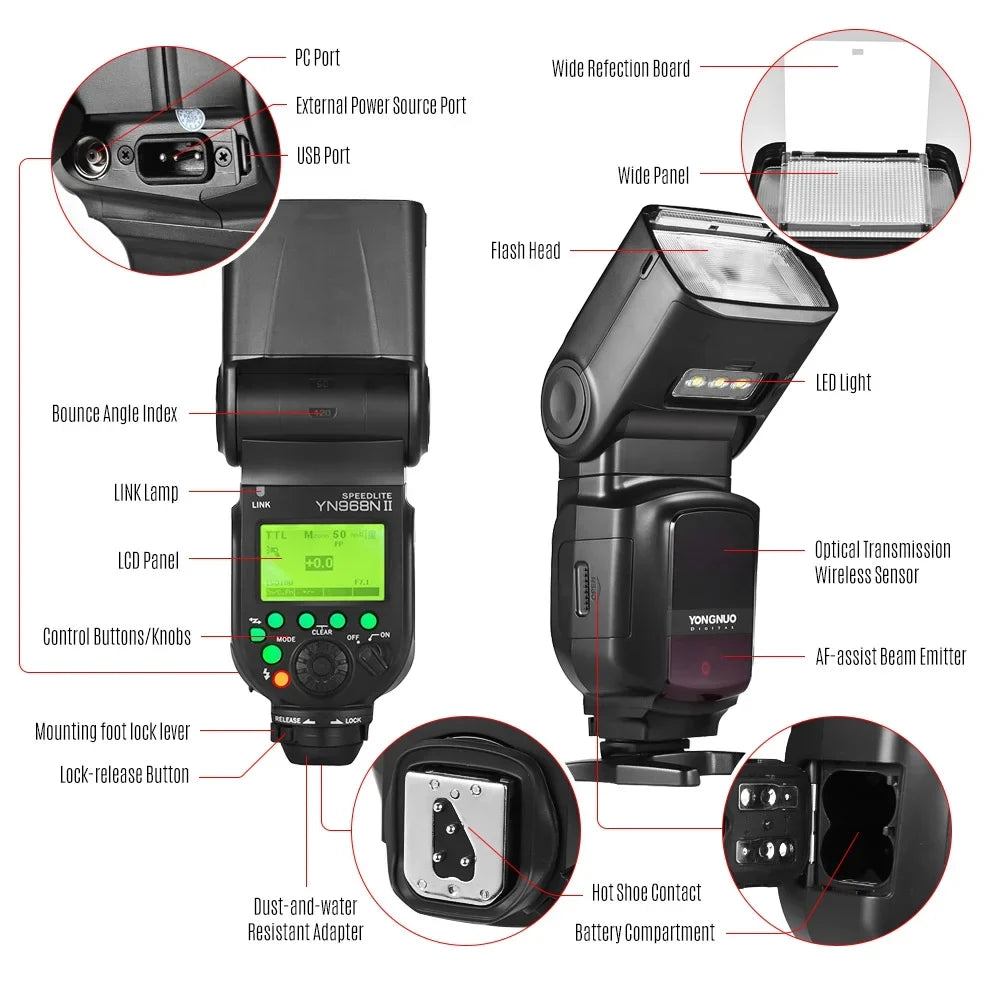 Built-in Ii Yn622n Camera Ttl 1/8000s Speedlite 1/8000s Flash,With 5600k Wireless Yn560 Dslr Speedlite Compatible Hss Cameras YONGNUO Speedlite Led Yn968n Yn622n Wireless Yn968n Optical Yn560 Master