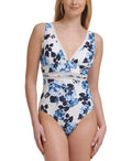 One-Piece Swimsuit, FLORAL Floral-Print US 12 Tommy Hilfiger Mesh-Inset MONTAUK