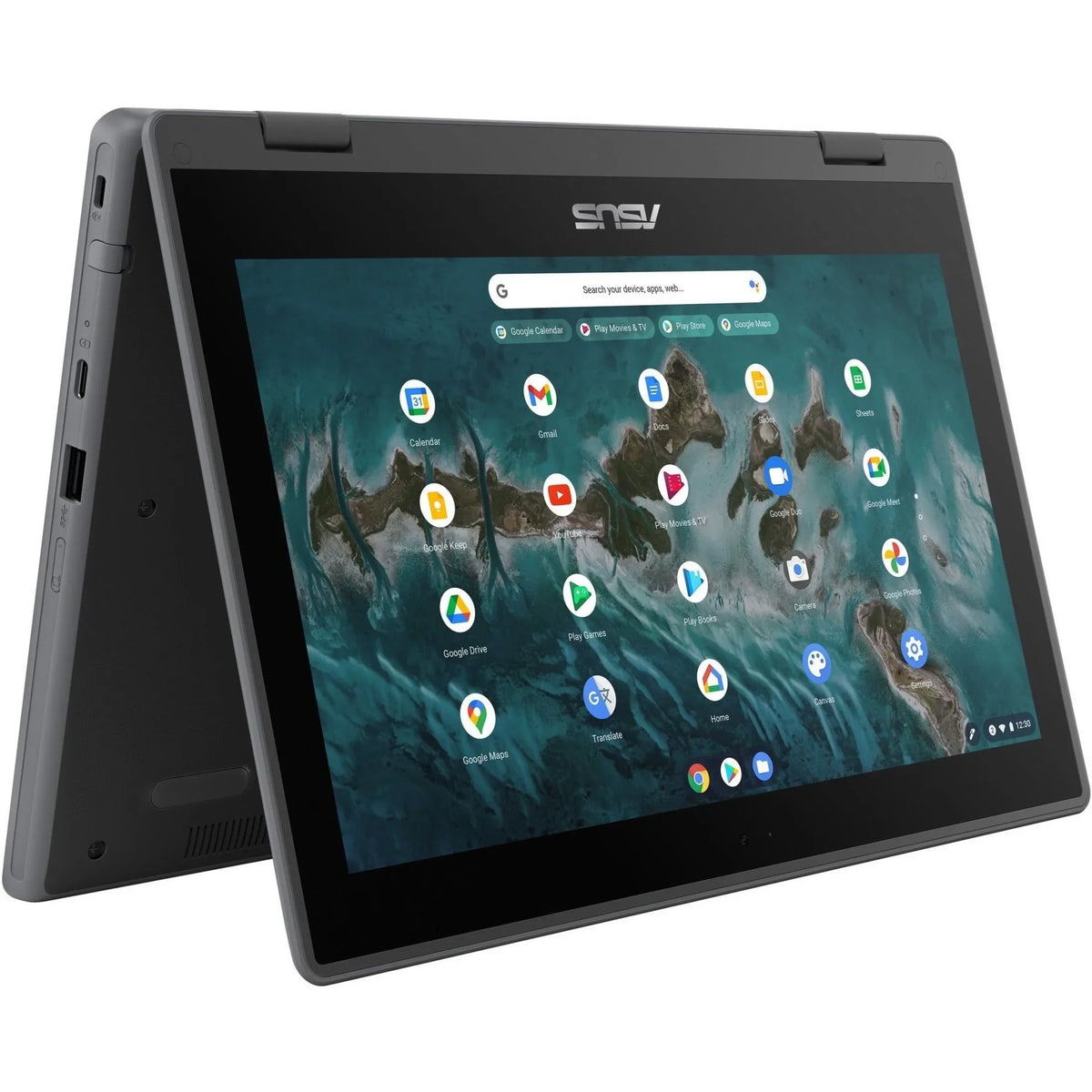 SSD, 11.6" Flip Celeron Asus Chromebook CR1100FKA-YZ184T 64GB N5100, ChromeOS, Touchscreen, Intel