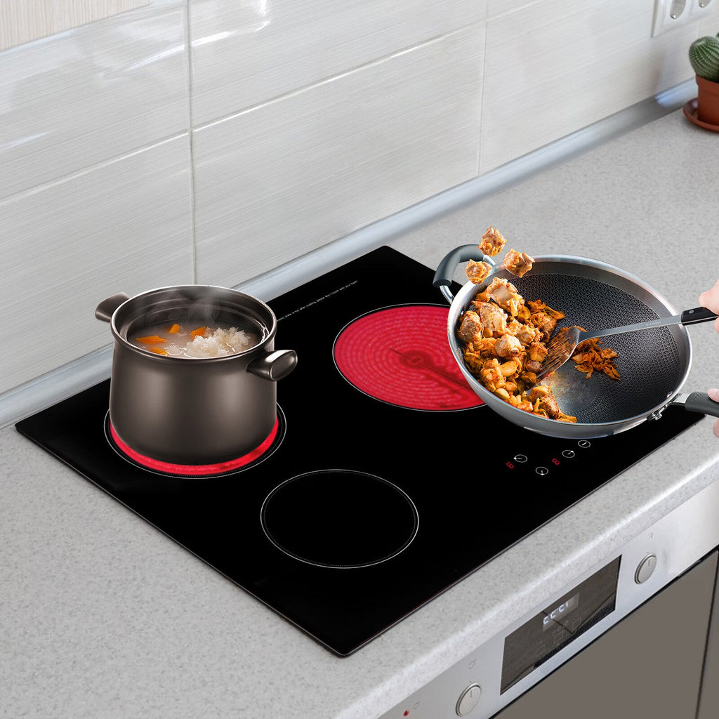 Timer Safety Heating Hot and Cooktop 3 Level Built-in 110V Ceramic Electric 2600W Plate Sensor Aiqidi 9 Countertop Stove Electric Lock Electric Touch Burners Cooktop Top with Kid Control