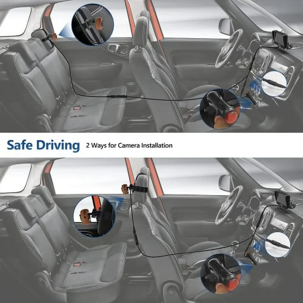 Wide Mirror 150&deg; Case View Car Car Kit,With Night & VASTEND Function,5 Silicone Travel Baby Safety Install Easy Cute A Baby 1080P Camera,360&deg; Rotation with Mins to Vision