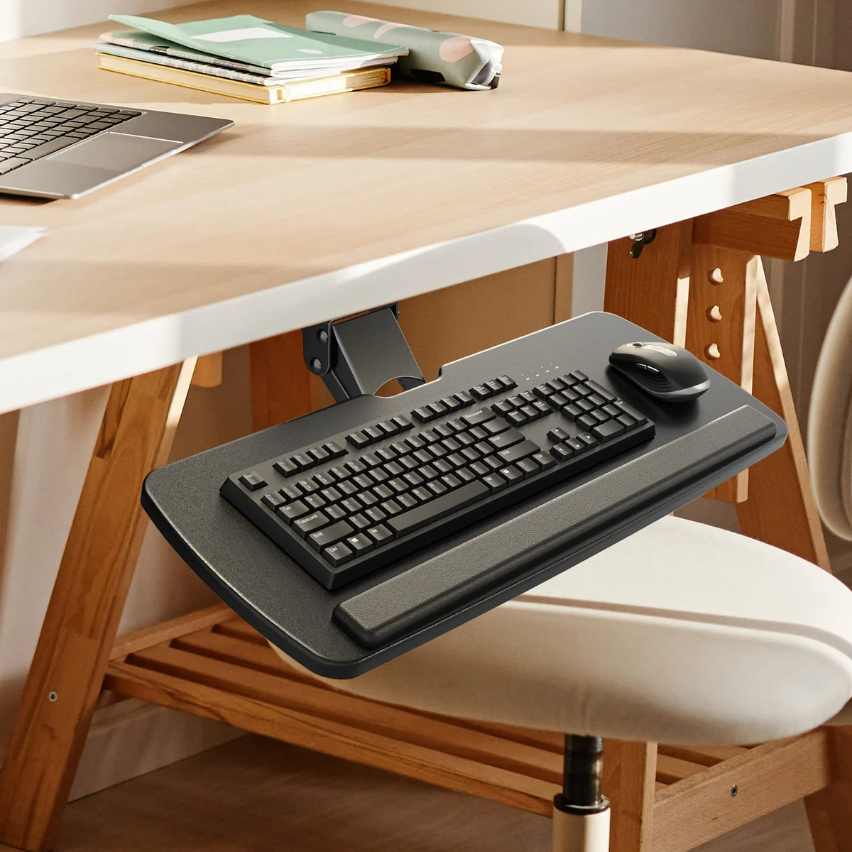 Tray,25" Adjustable, & Keyboard Black Sliding x Mouse 9.8"