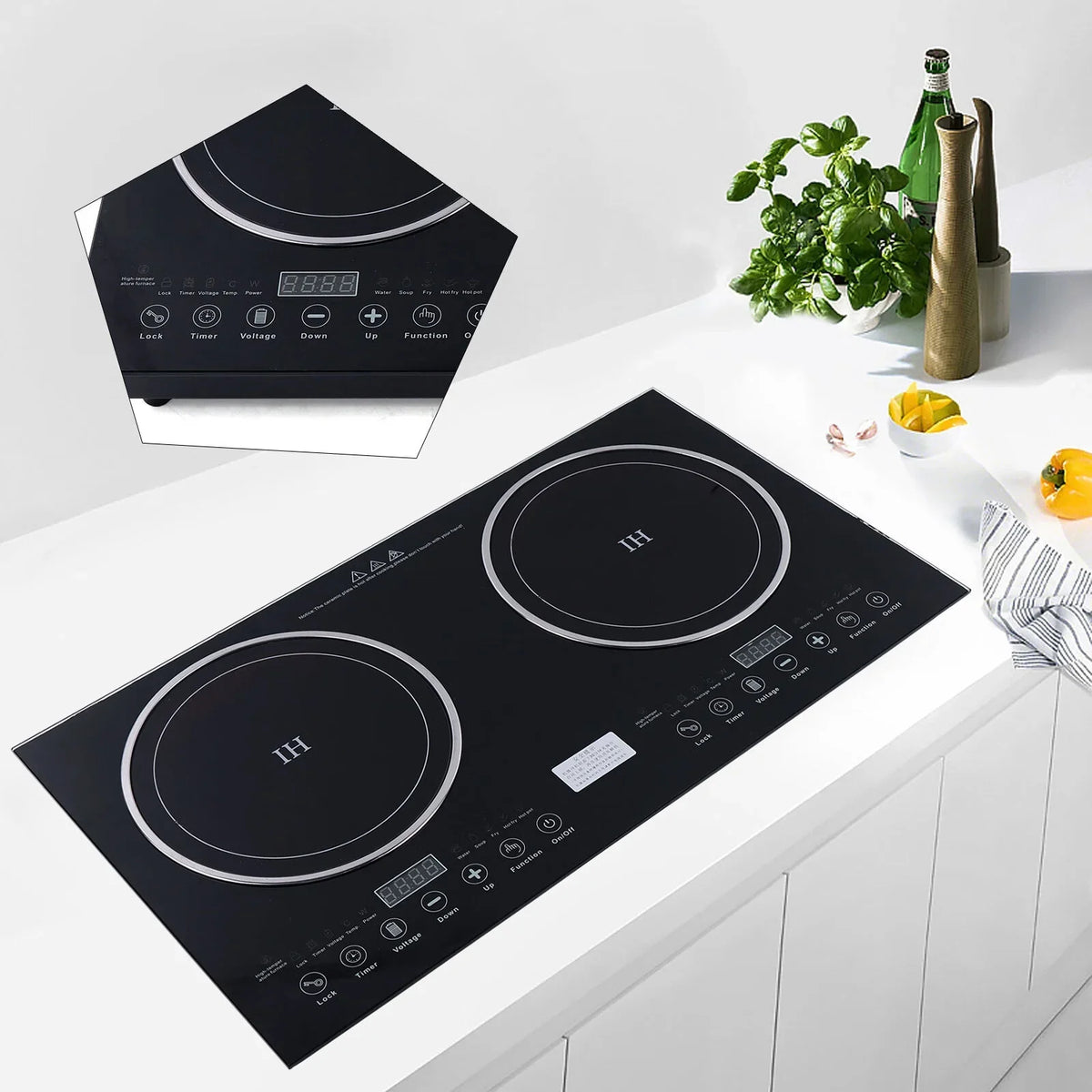 Touch Dual Cooker+1400W Portable Cooker Stove Countertop 1200W ANQIDI Cooktop Digital Sensor Burner Ceramic