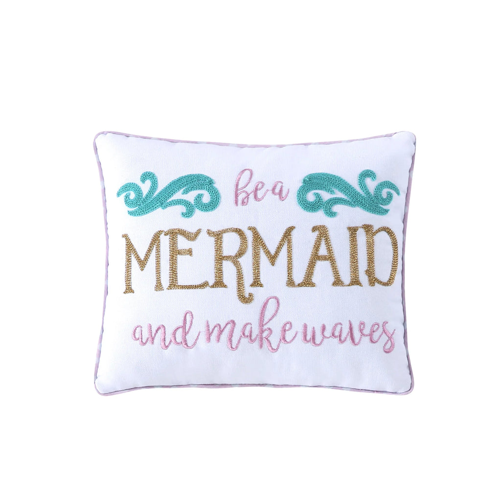 Reversible Floral Pillow 5 Quilt, Aqua, Pink, - Pilow Set Flat Case, Includes Taupe Sheet, Sheet, Piece - Mermaid - - Decorative Baby Set Bed Levtex Fitted Toddler
