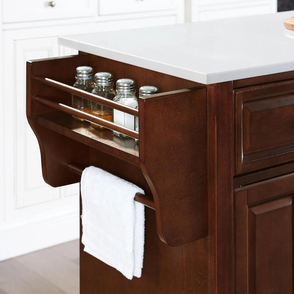 Top Country Black/White Stone Kitchen Island/Cart dimension Maykoosh Cottage Full