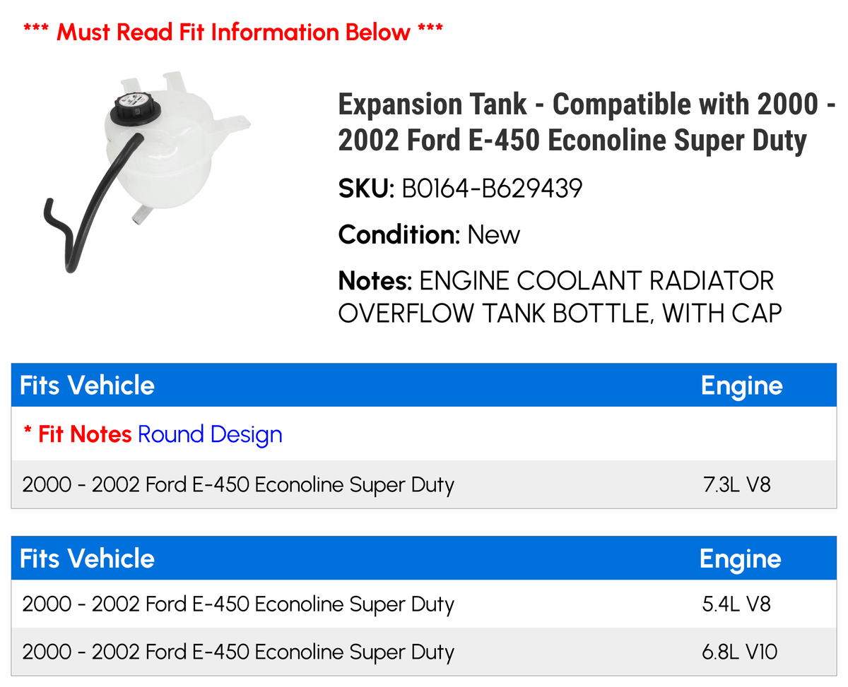 Tank Compatible E-450 Expansion - Super Duty with - 2001 2002 Econoline 2000