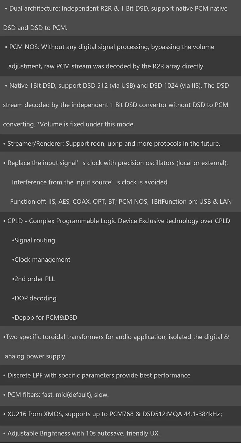 Dual K2 Control Clock DAC XMOS Discrete MQA Decoder DAC Gustard DSD R2R Balanced LDAC Remote Native (Black） with R26