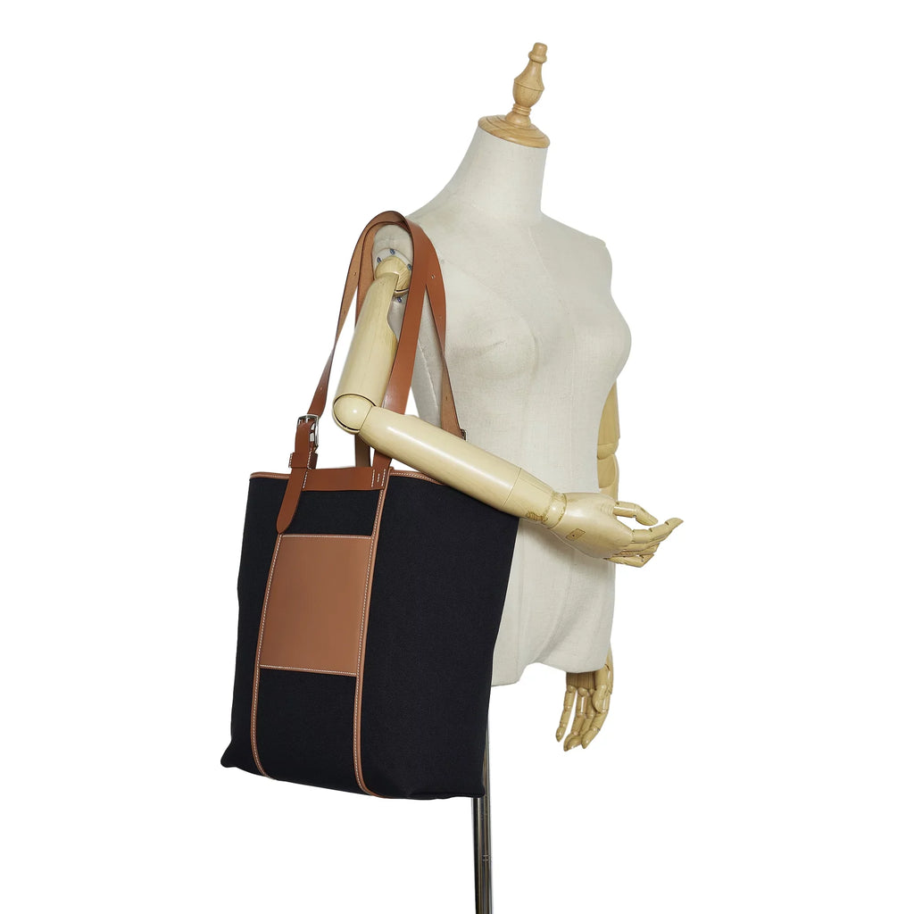 Fabric Canvas Pre-Owned Etriviere Unisex Black Hermès Goeland Pocket (Good) Toile 27 Tote Authenticated Bag