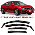 for Extra 2016-2021 in-Channel Sedan, Window 4 Glass Pieces Durable Window Guards Visors, Honda - Rain Voron Vent Deflectors, 200508 Civic
