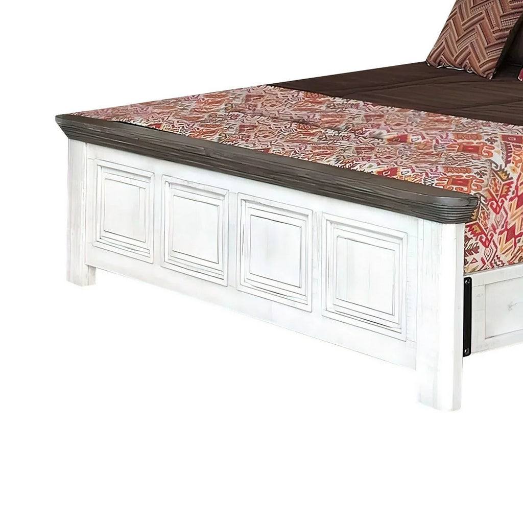 White, Bed, Queen Gray Footboard, Headboard Clean Rustic dimension and Benjara Feyi