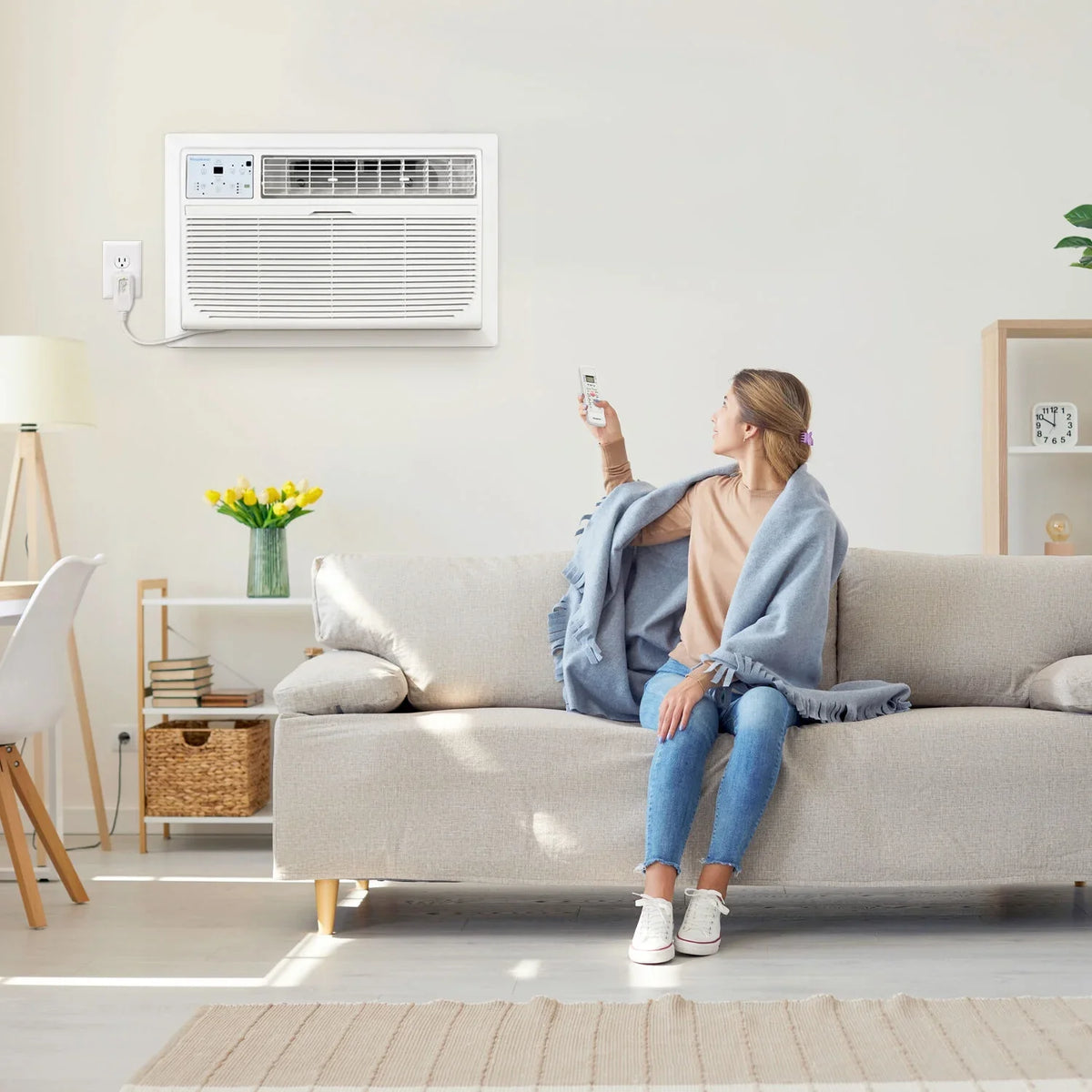 Through-the-Wall Sq. 700 Keystone Ft. Conditioner, White BTU 14,000 Air