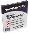Fire Replacement and Warranty 7" Instructions, 4th with Tools, Full Year Generation Extended Battery Video Amazon 00AB HD Battery Life One Kit