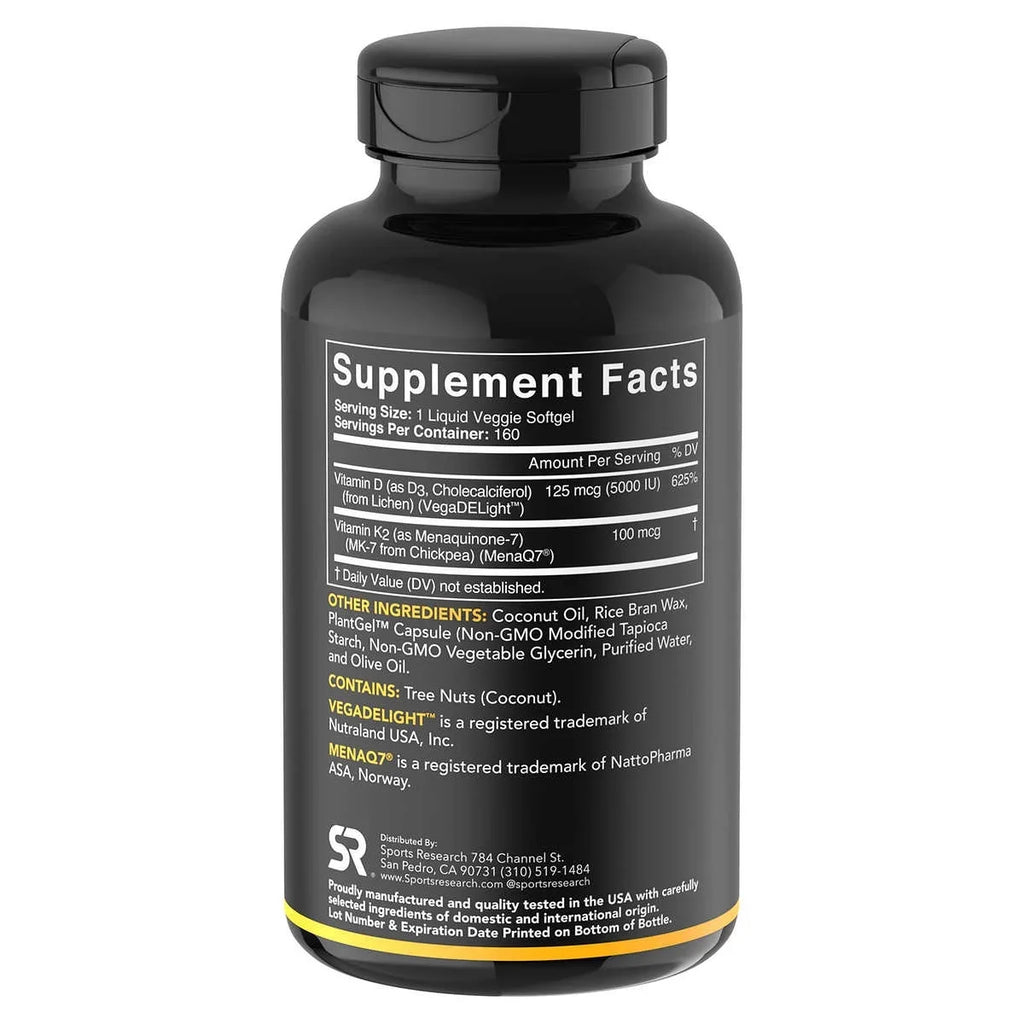 Veggie 160 K2, D3 Research + Sports Softgels