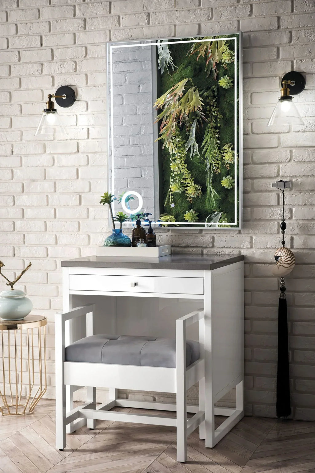 Athens Unit 30 Furniture Martin in. CM Quartz 3 White Expo Glossy Countertop Grey with James Top,
