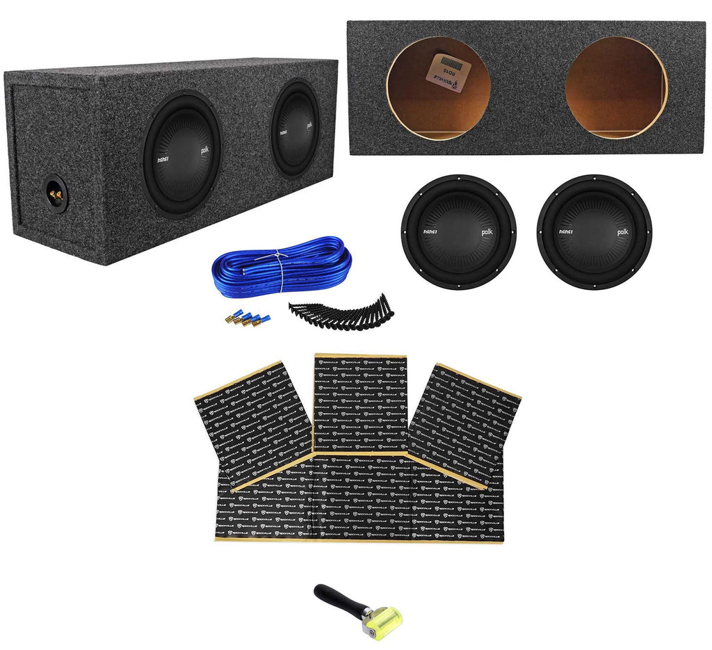 Audio Box MM1042DVC 2400w 10” Subwoofers+Sealed (2) Polk Enclosure+Rockmat Sub