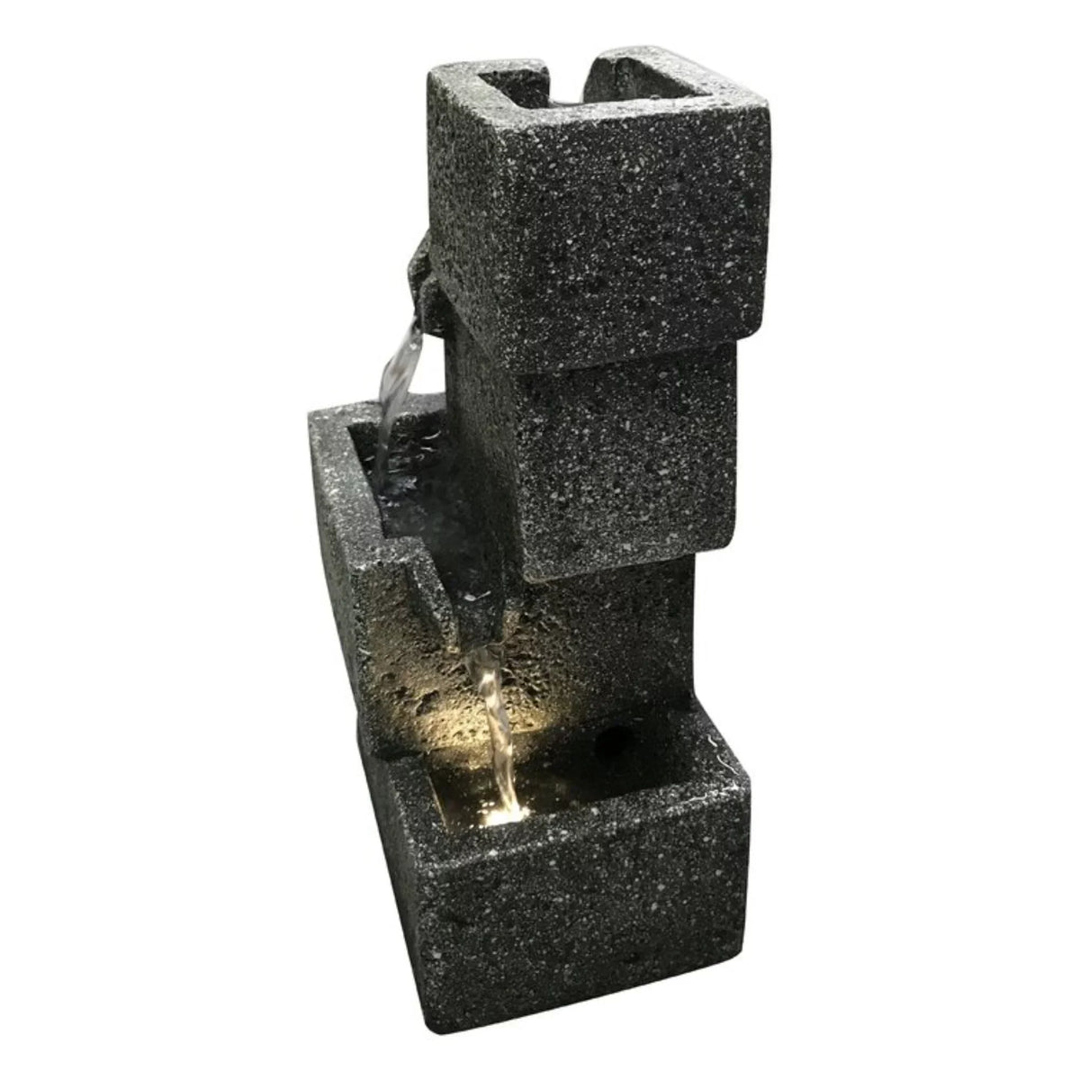 Gifts Hi-Line Fountain Concrete Crates LED Tabletop Lighted 11" liquid