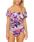 Swimsuit La One-piece Flor White In
