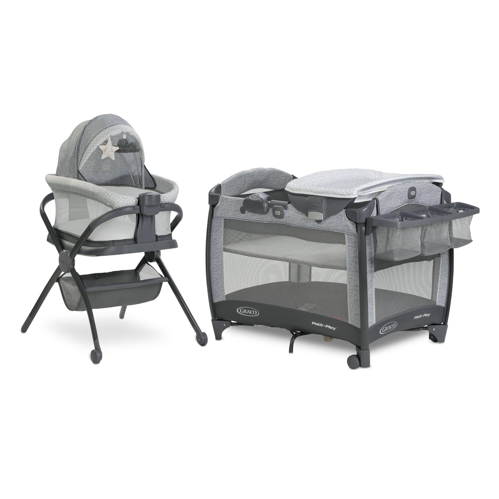 Pack Deluxe Bassinet Unisex Graco 'n Day2Dream Play Playard,Grey, Flat