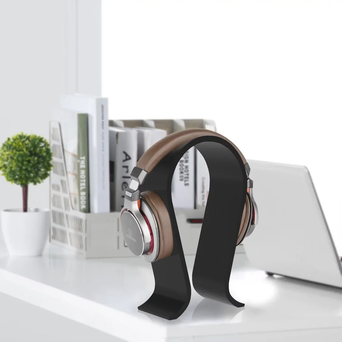Geekria Omega Hanger , Headphones, AKG, Display JVC, Gaming Bang Stand, Headphone Over-Ear Acrylic for , Headsets (Black) Stand Compatible with Sennheiser, & Olufsen Desk Headset