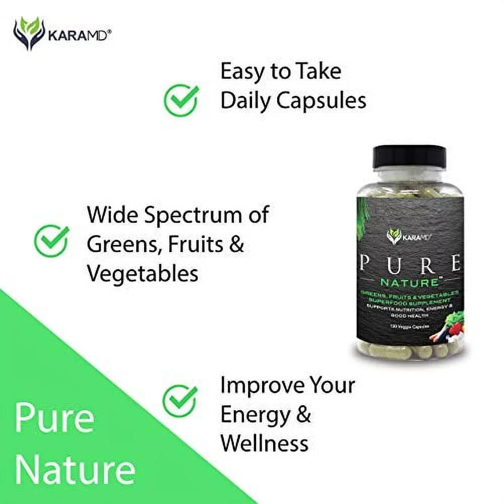 Capsules Antioxidant Nature & KaraMD Health | Greens, Vegetable Fruit Supplement Vitamins, Pure 120 | Fiber & Digestion Natural Whole Immunity Energy, | Superfood & Boost, Dr Formulated Nutrition Food
