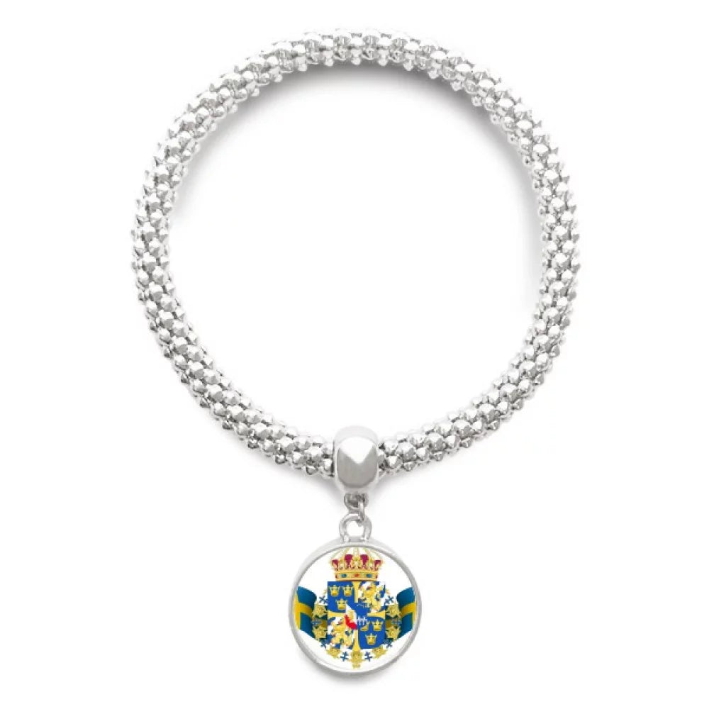 Country Sliver Adjustable Jewelry Sweden Bracelet Chain Pendant National Bangle Symbol Emblem