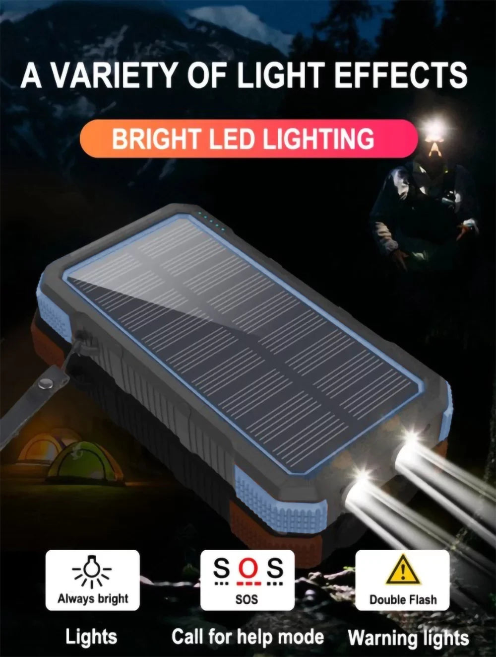 Charging exterior 26800mAh Solar Portable Charger Wireless Bank Powered Power