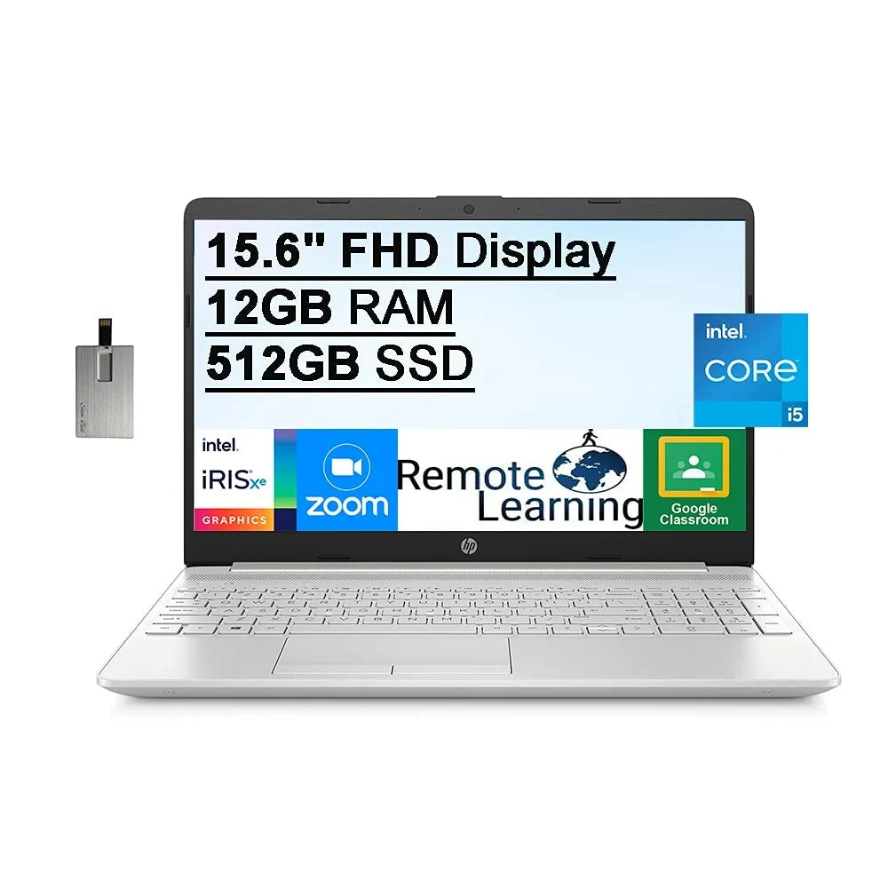 Speakers, Graphics, Core 2021 PCIe HD Webcam, Card USB Computer, 512GB 11th Intel Windows DDR4 Stereo i5-1135G7(Beats Gen 10, Intel Laptop FHD Iris 15.6" i7-1065g7), Silver, 12GB RAM, SSD, 32GB HP Xe