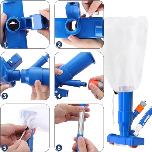 Vacuum Spa Skimmer 4 Net, Fountains Hot Pool Cleaner Handheld Kit, Portable Section Swimming Pool for 60" with of Upgraded Tub Jet Poles Vacuum Ground Cleaner Pool Pond Pool Above Pool Cleaner
