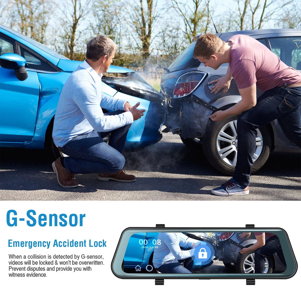 1080P Parking Driving DVR Seamless Camera FHD 9.66In Sensor Recording Monitoring iNova Recorder Dash Vehicle G with Car