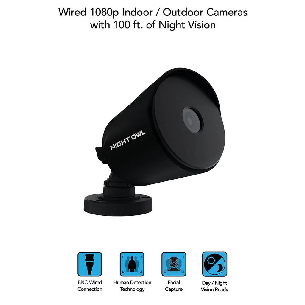 Security Camera Drive, 4 Indoor Hard Channel 1080p DVR with Vision Wired Cameras System Night Surveillance with 8 Cameras, HD Bullet Night CCTV, 1TB Owl exterior