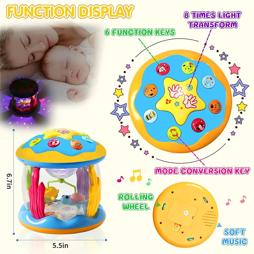 12-24 Boys 3 Toys Time Light Toys Old Tummy Toddlers 1 Projector for Months Gifts Months, Infant Musical Baby Learning Ocean Up Girls Crawling Year Baby for Toys Toys 6-12 2